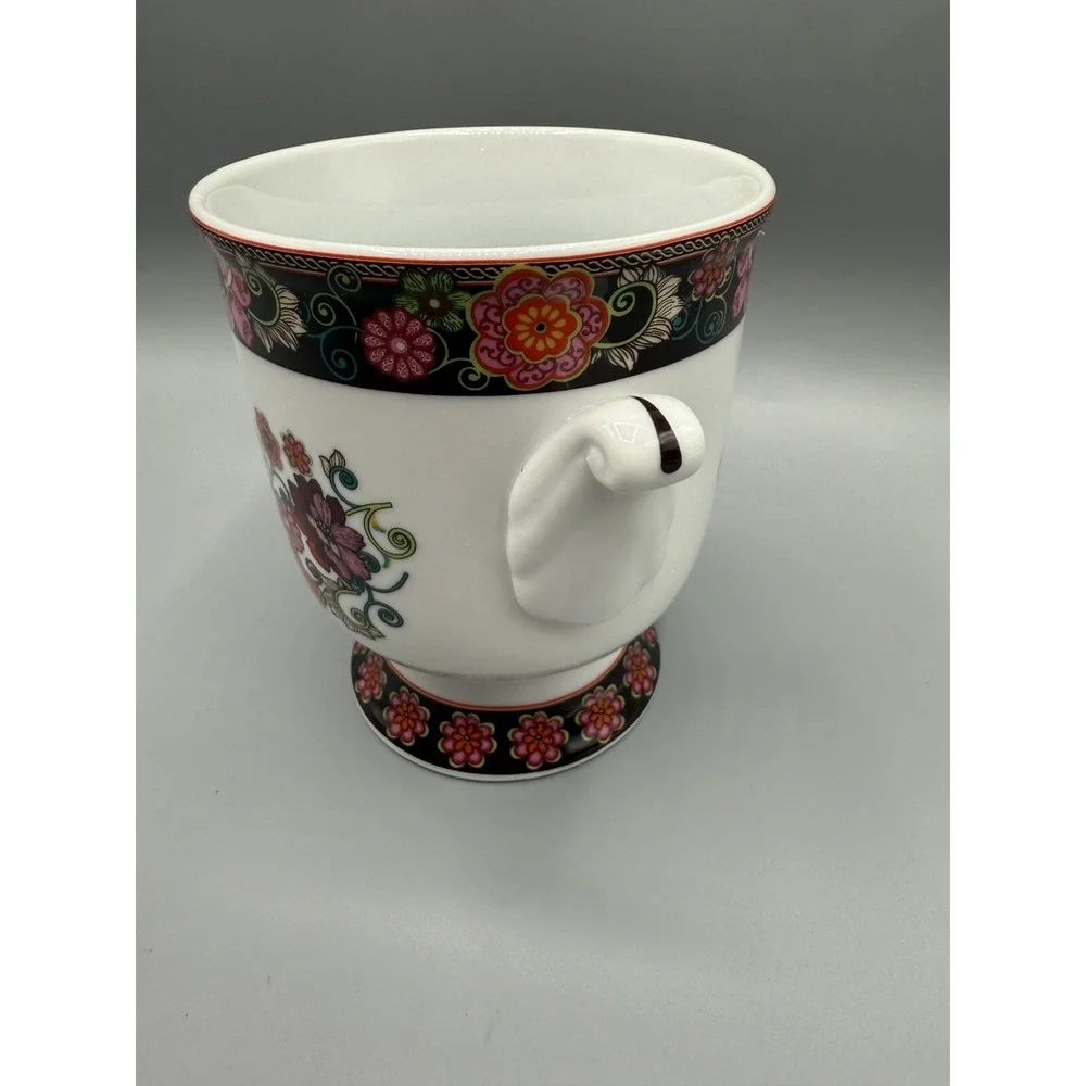 Vera Bradley Andrea by Sadek Small Flower Pot Porcelain Vase Mod Floral Pink